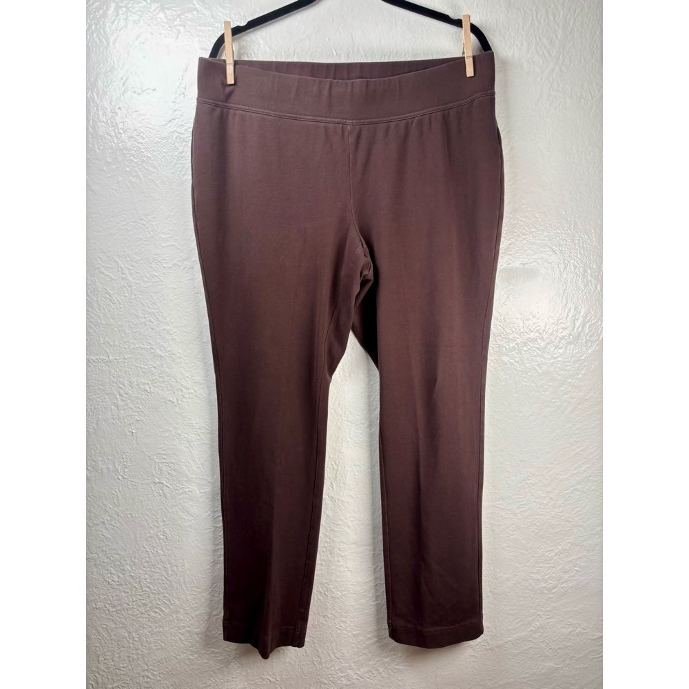 Lands End Starfish Slim Leg Pants Large Brown Pull On Stretch Loungewear Earthy